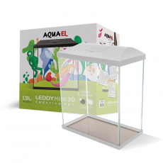 Аквариум AQUAEL LEDDY MINI 30 белый (28,5х15,5х32 см) 12,6 л, в комплектации: фильтр TURBO MINI, двусторонний фон