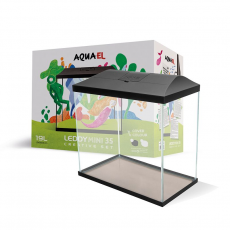 Аквариум AQUAEL LEDDY MINI 35 черный (35,5х18,5х34 см) 19л, в комплектации: фильтр TURBO MINI, двусторонний фон
