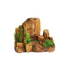 Грот для аквариума "Камни с кактусом" (22*14*16) (MJA-005)