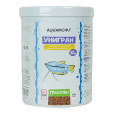 Корм AQUAMENU Унигран XL, 1000 мл (500 гр), гранулы для средних аквариумных рыб