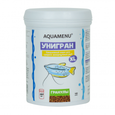 Корм AQUAMENU Унигран XL, 250 мл (100 гр), гранулы для средних аквариумных рыб