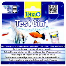 Тест для определения показателей pH, kH, gH, NO2, NO3, Cl в воде Tetra Test 6in1 (25 полосок)