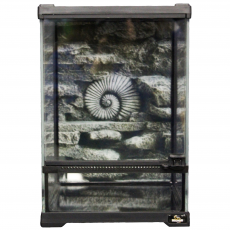MCLANZOO Террариум стеклянный c одной дверцей, с фоном "Ammonite" , чёрный, 20х20хН30см