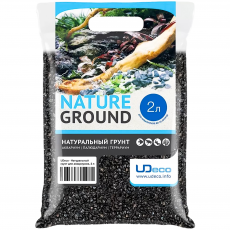 UDeco Color Black- Натуральный грунт для аквариумов "Черный", 1-2 мм, 2 л