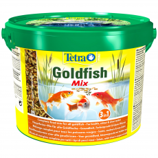 Корм для золотых рыб Tetra Pond Goldfish Mix 10 л, кормовая смесь: хлопья, палочки, гаммарус