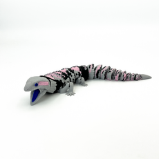 Игрушка подвижная 3D принтер Ящерица с синим языком розовая