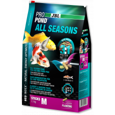 Основной всесезонный корм JBL ProPond All Seasons M в форме плавающих палочек для карпов кои среднего размера, 1,1 кг (6 л)