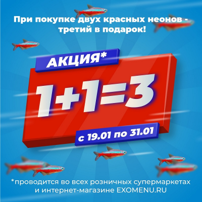 Акция на красных неонов 1+1=3