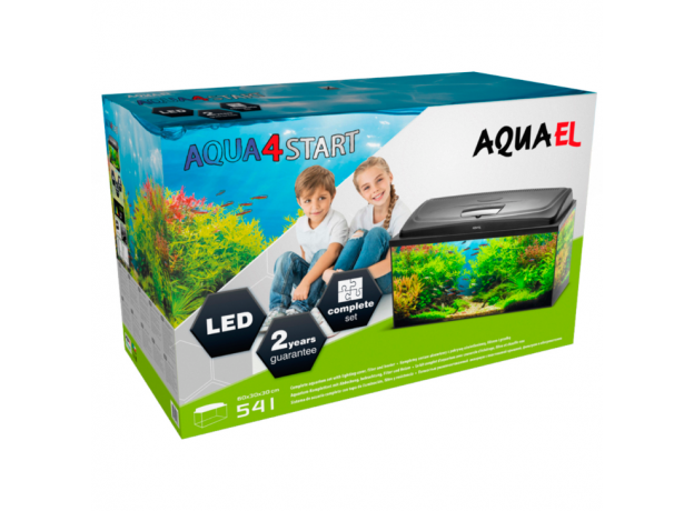 Аквариум AQUAEL AQUA4 START 60 прямой 54 л (60х32х39 см) фильтр Fan-1, нагр.FIX 50 Вт, светодиодный модуль LEDDY TUBE SUNNY 10 W/6500 К