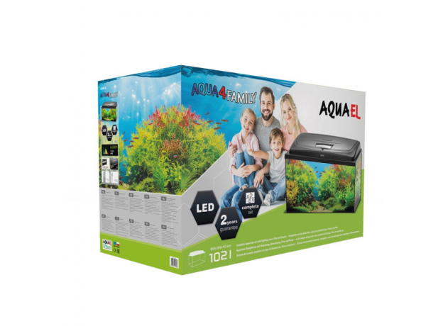 Аквариум AQUAEL AQUA4 FAMILY 80 фигурный 102 л (80х37х49 см) фильтр Fan-2, нагр.FIX 100 Вт, светодиодный модуль Retro Fit Leddy Tube SUNNY 16 W/6500 К