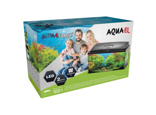 Аквариум AQUAEL AQUA4 FAMILY 80 фигурный 102 л (80х37х49 см) фильтр Fan-2, нагр.FIX 100 Вт, светодиодный модуль Retro Fit Leddy Tube SUNNY 16 W/6500 К
