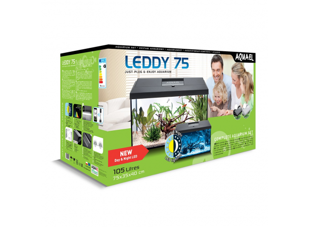 Аквариум AQUAEL LEDDY SET PLUS D&N 75 Белый (75 x 35 x 40 cm )105л, ASAP 500, PLATINIUM 100 W, LT 14W D&N