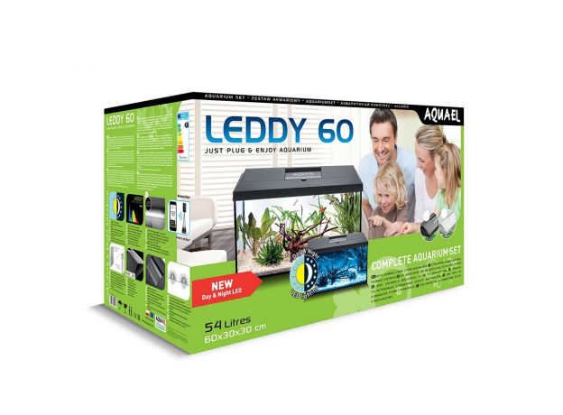 Аквариум AQUAEL LEDDY SET PLUS D&N 60 Черный (60 x 30 x 30 ) 54 л, ASAP 300, PLATINIUM  50 W, LT 7W D&N