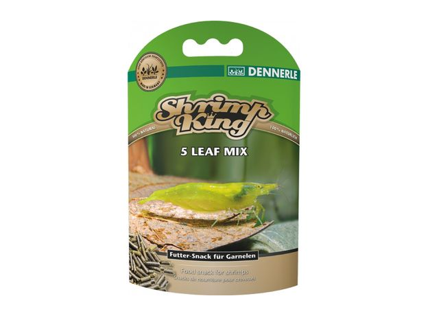 Корм растительный Dennerle Shrimp King 5 Leaf Mix премиум-класса в форме палочек для креветок, 45 г