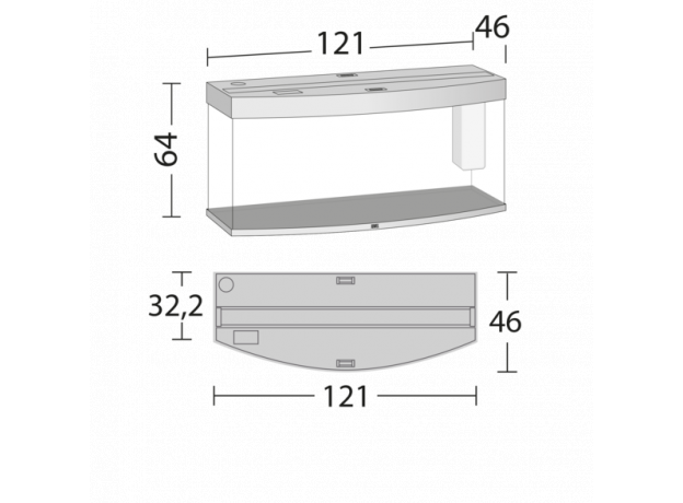 Аквариум Juwel VISION 260 LED 260л темное дерево (Dark Wood) 121х46х64см 2х29W Фильтр Bioflow L, Нагр300W