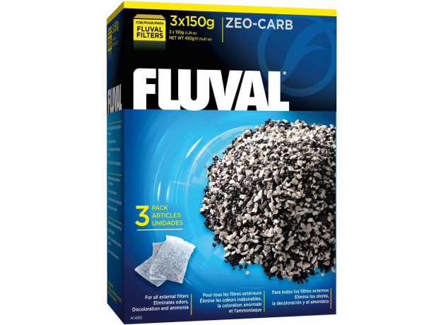 Удалитель аммония с углем для фильтров Fluval Zeo-Carb, 3шт х 150 г