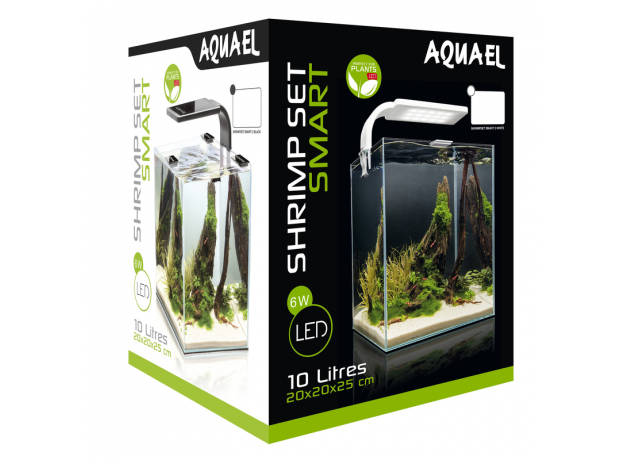 Креветкарий AQUAEL SHRIMP SET SMART PLANT II 10 черный, (20х20х25) светильник LED, фильтр, обогреватель