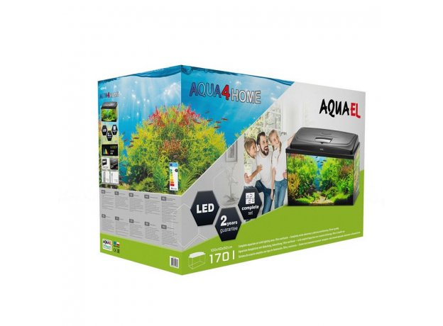 Аквариум AQUAEL  AQUA4 HOME 100 фигурный (100х42х59 см) 170 л, фильтр Fan-3, нагр. PLATINIUM 150 Вт, светодиодные модули Retro Fit Leddy Tube SUNNY 16 W/6500 К 2 шт