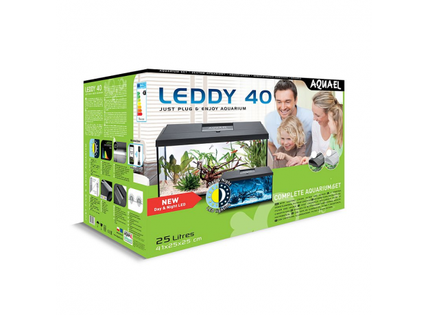 Аквариум AQUAEL LEDDY SET PLUS 40 D&N 2.0 черный (42x26x31см) 25л, ASAP 300, PLATINIUM 25 W, LT D&N 2.0 7Вт (NEW замена 122728)