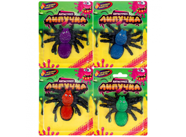 Игрушка лизун липучка паук, в ассортименте