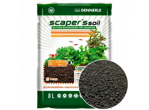 Dennerle Scaper‘s Soil - Питательный грунт для растительных аквариумов, зерно 1-4 мм, 8 л