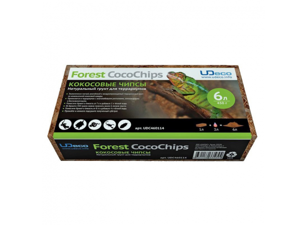 Грунт натуральный для террариумов UDeco Forest CocoChips - Кокосовые чипсы, 6 л из 450 г