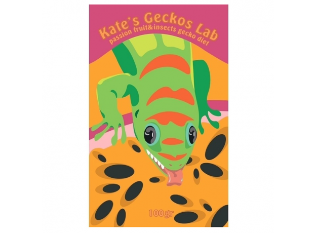 Смесь полнорационная кормовая для рептилий Kate’s Geckos Lab Passion fruit and Insects gecko diet, со вкусом маракуйи