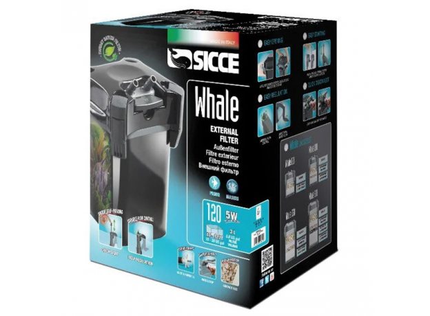 Фильтр внешний SICCE WHALE 120 черный 540 л/ч, для аквариумов 40-120 л