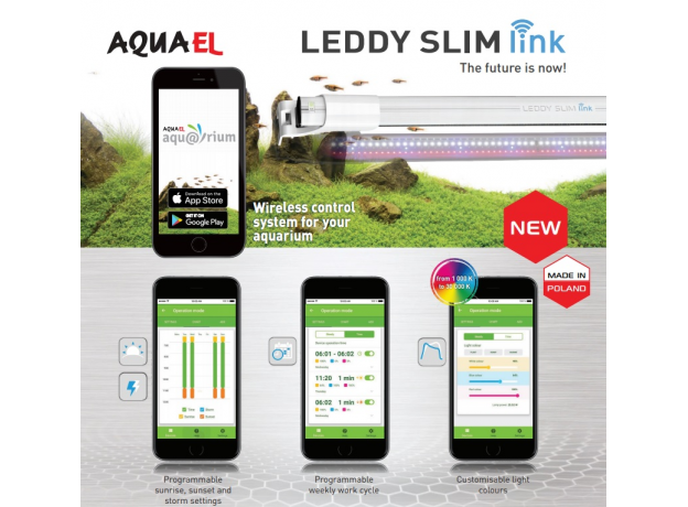 Светильник AQUAEL LEDDY SLIM LINK, 36 Вт белый, с дистанционным управлением, для аквариума 100-120 см