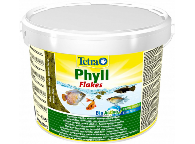 Корм для травоядных рыб Tetra Phyll Flakes хлопья, ведро 10 л (2005 г)