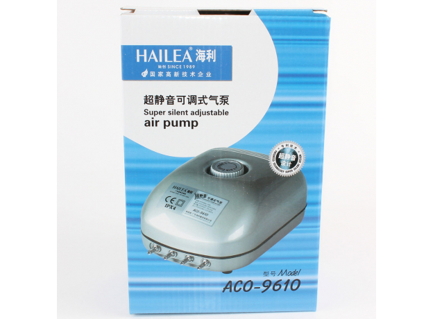 Компрессор Hailea Super silent power 9610, 10 Вт, 4x2.5л/мин, с регулятором потока, 4 канала