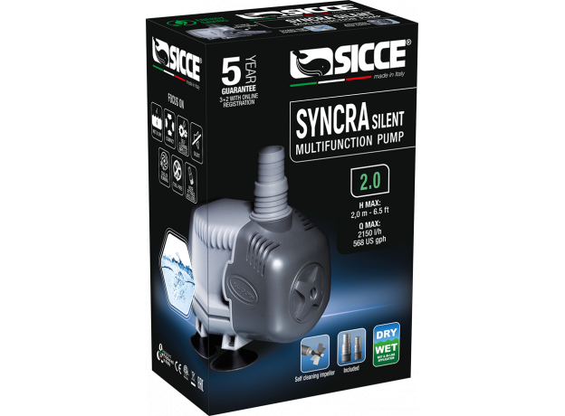 Помпа универсальная SICCE SYNCRA SILENT 2.0, 2150 л/ч, подъем 200 см 123х85хh105 мм