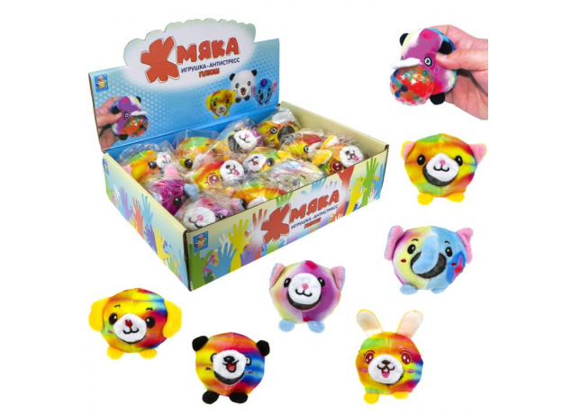 Игрушка 1toy Жмяка плюш радужная, в ассортименте