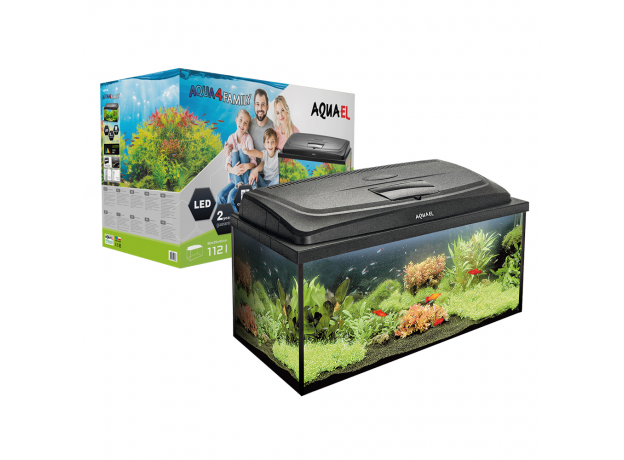 Аквариум AQUAEL AQUA4 FAMILY 80 DAY&NIGHT прямой 112 л, в комплектации: FAN 1, FIX 2 50 Вт, LT 14Вт Sunny D&N 2.0, подложка NEW (вместо113491)