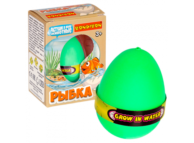 Игрушка Растущее животное "Вырасти рыбку" Bondibon, яйцо зеленое