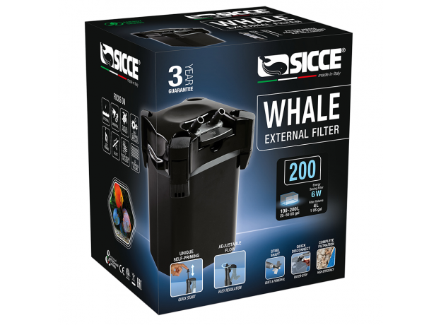 Фильтр внешний SICCE WHALE 200 черный 700 л/ч для аквариумов 100-200 л