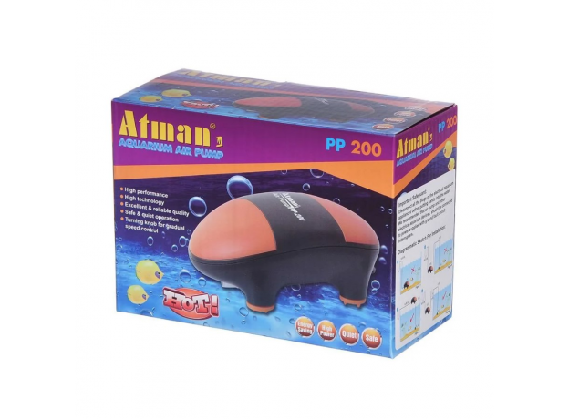 Компрессор Atman PP-200 супертихий для аквариумов до 150 литров, 150 л/ч, нерегулируемый