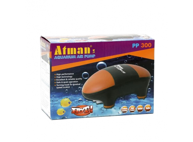Компрессор Atman PP-300 супертихий для аквариумов до 300 литров, 2х150 л/ч, нерегулируемый