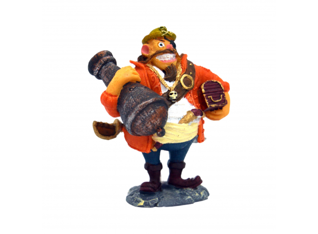 Декорация Пират с пушкой и сундуком золота 8.5х5.5х9см