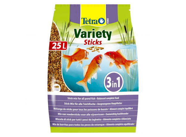 Корм для прудовых рыб Tetra Pond Variety Sticks смесь из 3-х видов палочек, 25 л (4100 г)