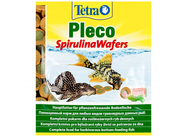 Корм для крупных травоядных донных рыб Tetra Pleco Spirulina Wafers, пакет 15 г