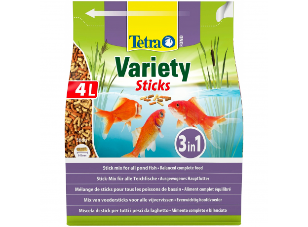 Корм для прудовых рыб Tetra Pond Variety Sticks смесь из 3-х видов палочек, 4 л (600 г)