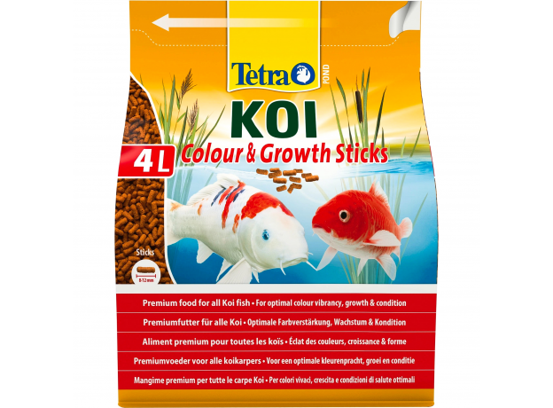 Корм для карпов кои Tetra Pond Koi Sticks Growth в форме палочек для крупных карпов кои, 4 л (1200 г)