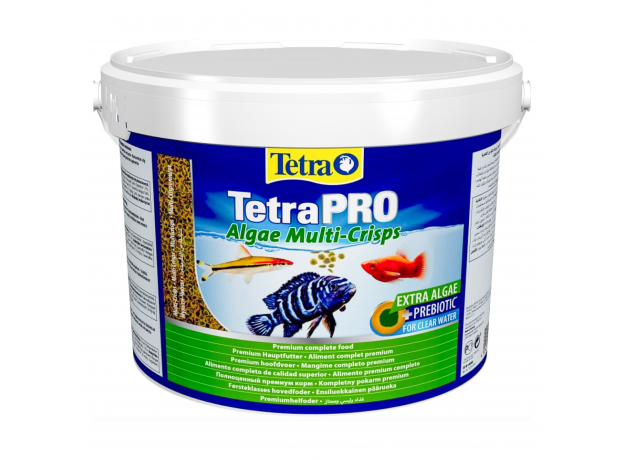 Корм для всех видов рыб со спирулиной Tetra Pro Algae чипсы, ведро 10 л (1900 г)