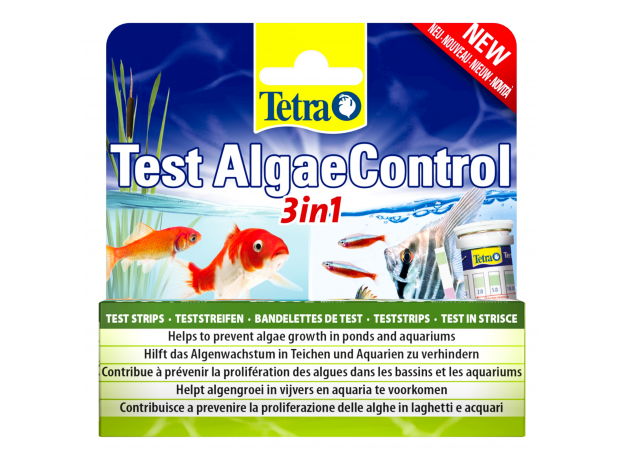 Тест Tetra Test AlgaeControl 3in1, 25 экспресс-полосок, для измерения параметров, ведущих к росту водорослей (PO4, NO3, KH)