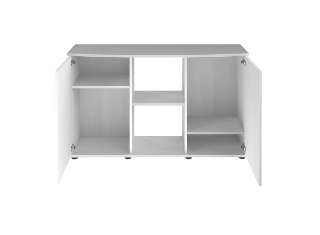 Подставка AquaPlus фигурная 120 (1210х410х720) две дверки ДСП, белое дерево, в коробке