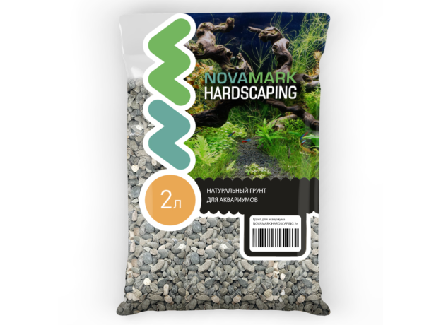 Грунт для аквариума NOVAMARK HARDSCAPING Галька морская темная 5-10 мм (Relict Dark), 2 л (3,3кг)