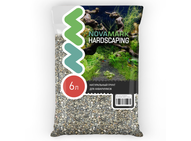 Грунт для аквариума NOVAMARK HARDSCAPING Галька морская темная 3-5 мм (Relict Dark), 6 л (9,5кг)