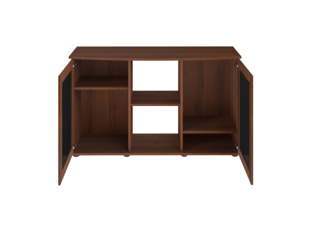 Подставка AquaPlus фигурная 120 (1210х410х710) две дверки МДФ со стеклом, орех, собранная