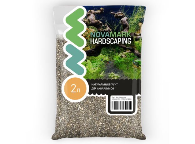 Грунт для аквариума NOVAMARK HARDSCAPING Галька морская темная 0,8-3 мм (Relict Dark), 2 л (3,2кг)